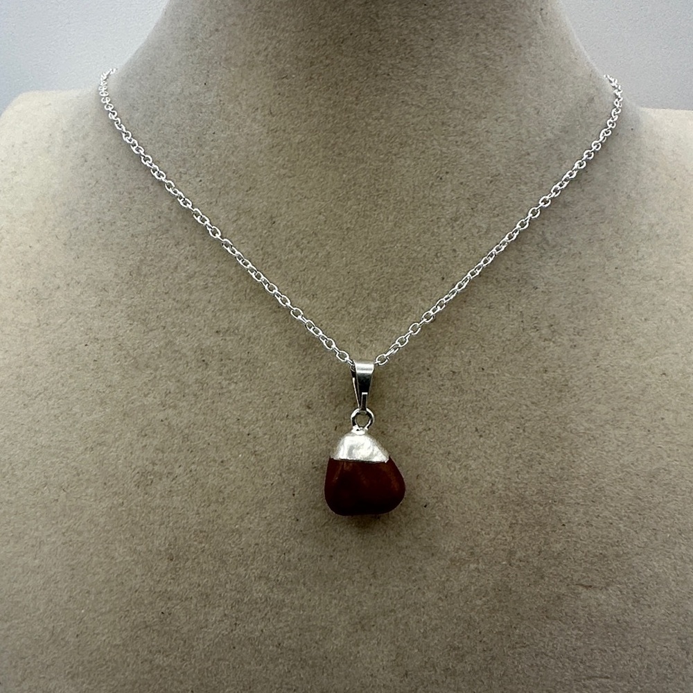 Silver and Red Pendant Necklace - Picture 2 of 5